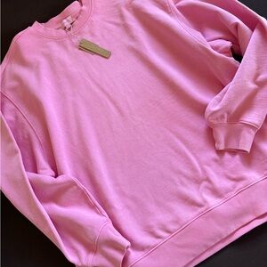 skims boyfriend fleece crew neck pull over bubble gum